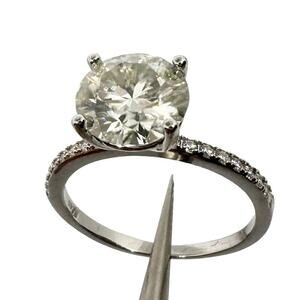 Moissanite Diamond Engagement Ring 2 Ct Brilliant 18K GRA Certified Size 7